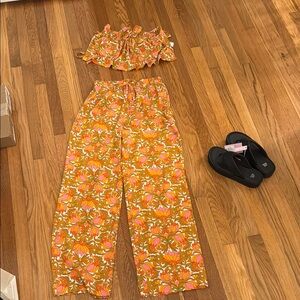 Floral Orange Pants & Top Set